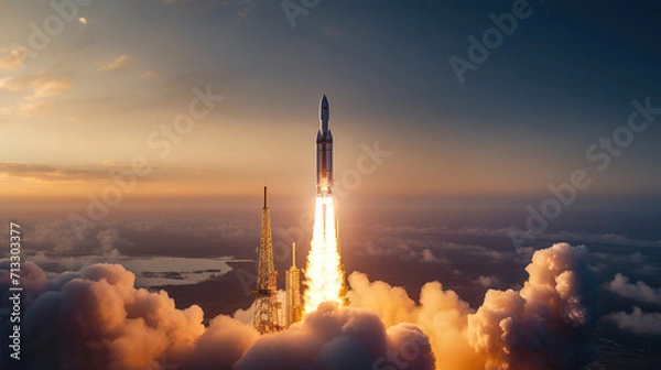 Obraz Liftoff Marvel: Indian Rocket's Boundless Sky Journey
