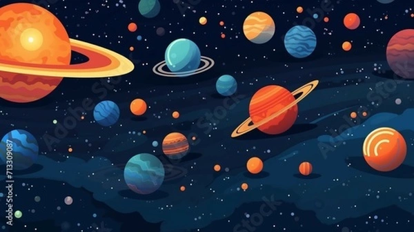 Fototapeta Vector space background Cute flat style template Ai Generative