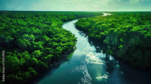 Obraz Mangrove Marvel: Aerial Wonders of the Sundarbans Ecosystem