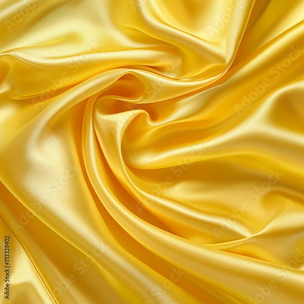Fototapeta Top view of the shiny texture of satin silk, . Bright yellow silk background