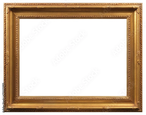 Fototapeta Golden picture frame on a transparent background, in PNG format.
