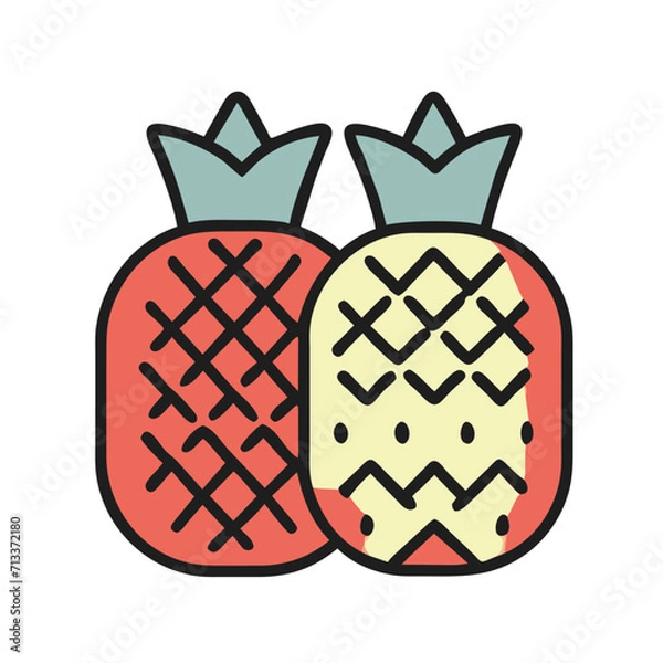 Obraz Pineapple cute fruit illustration EPS