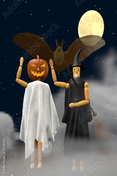 Obraz Hexe und Kürbismann