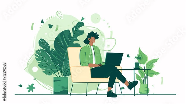 Fototapeta 人物画のイラスト素材 Webデザイン_緑色
Portrait Illustrations Web graphics. Web design. Green [Generative AI]