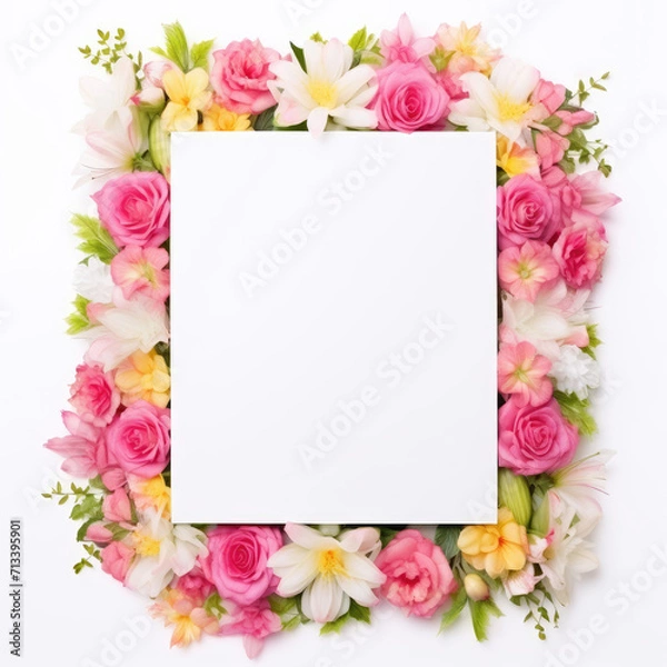 Fototapeta Wildflower rose flower floral frame red for background, texture, wrapper pattern, frame or border. generative ai.