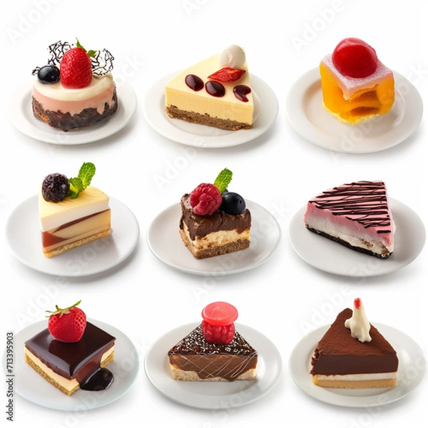 Obraz set of desserts on white background generate AI