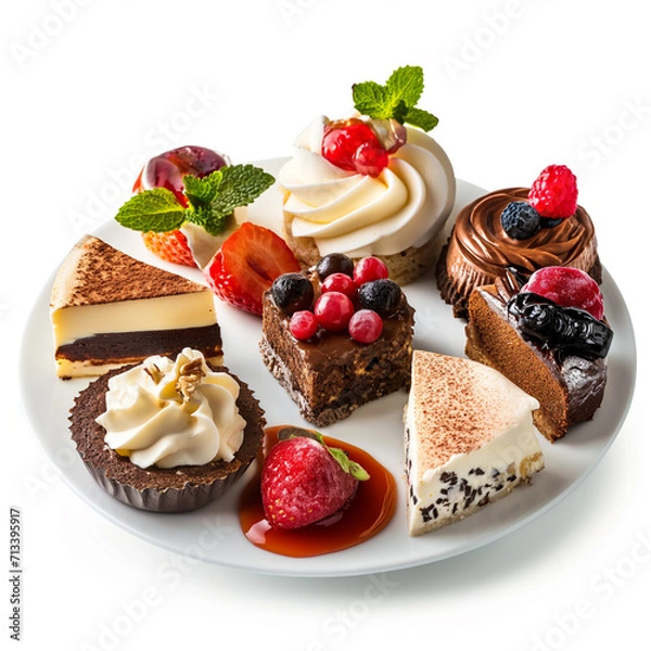 Obraz set of desserts on white background generate AI