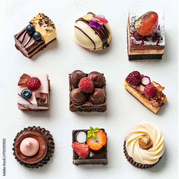 Obraz set of desserts on white background generate AI