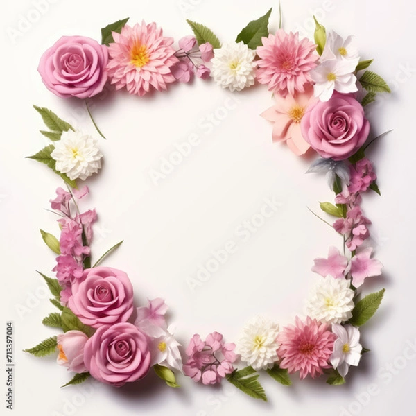 Fototapeta Wildflower rose flower floral frame red rose,hulthemia, rosa. Aquarelle wild flower for background, texture, wrapper pattern, frame or border.generative ai.