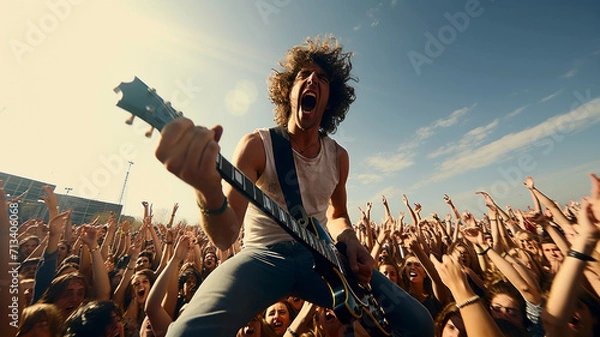 Obraz Guitarist playing rock music in the street