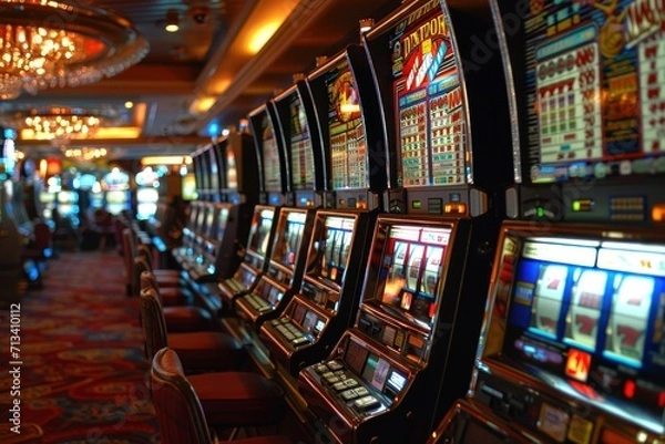 Fototapeta Arrays of Slot Machines in the Casino