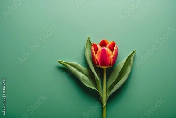 Obraz tulip on green background with copy space