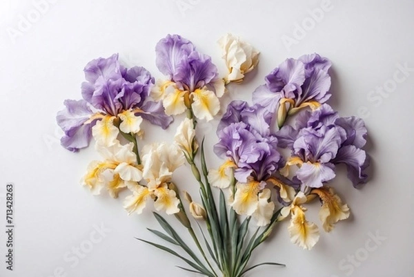 Obraz purple iris flowers on white