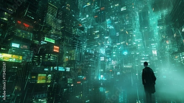 Fototapeta Pixel Metropolis: Where Technology Shapes Urban Life