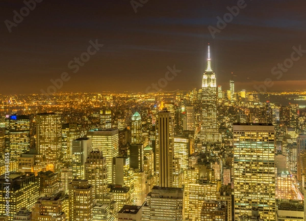 Fototapeta View of New York Manhattan during sunset hours
