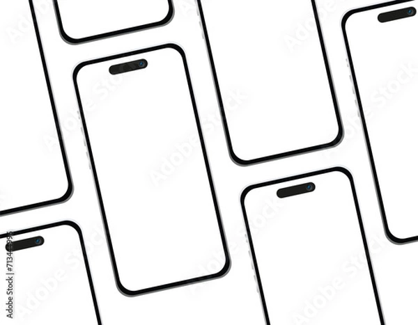 Fototapeta iPhone  Black Mobile Mockup isometric Perspective Template Vector Outline Smartphone Device App on Grey Background