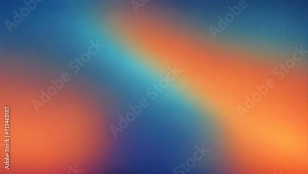 Fototapeta Grainy, noisy, Blue and Orange gradient background. generative AI