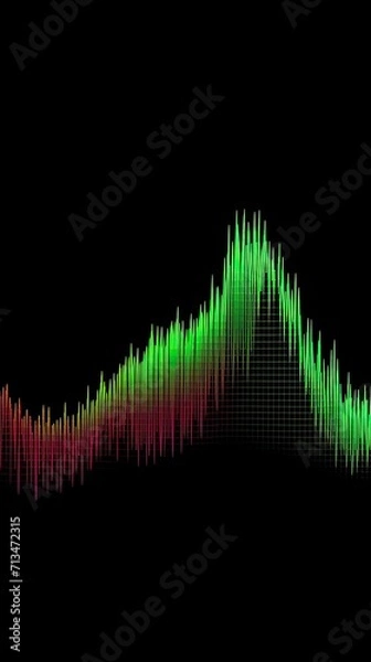 Fototapeta A wave of particles. Futuristic background of blue, yellow and red dots with a dynamic wave. Big data. 3d rendering.