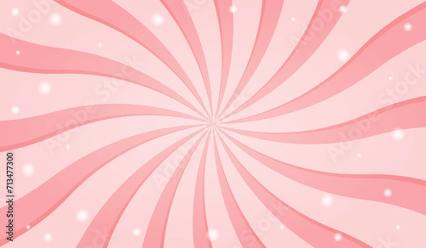 Fototapeta Candy color sunburst background. Abstract pink cream sunbeams design wallpaper. Colorful spinning lines for template, banner, poster, flyer. Vector backdrop