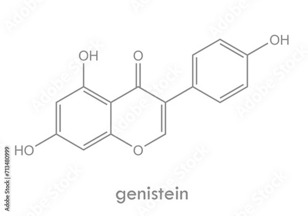 Fototapeta Genistein structure. Molecule of isoflavone phytoestrogen and angiogenesis inhibitor.