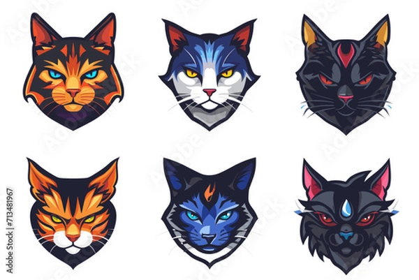 Fototapeta Esport vector logo cat, icon, vector, sticker, set, collection, group, head