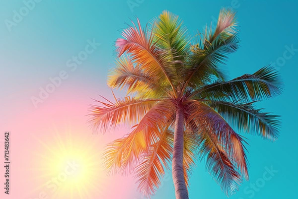 Fototapeta palm tree on blue sky