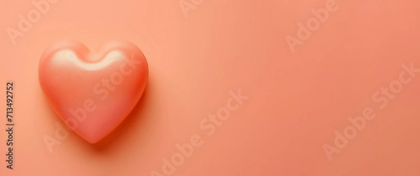 Obraz peach color 3d smooth heart on peach color background