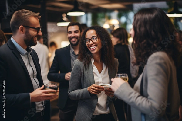 Fototapeta Young Professionals Networking at a Business Event