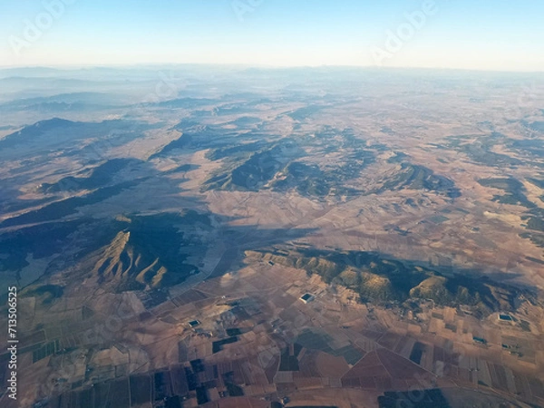 Fototapeta Airplane aerial view of Spain