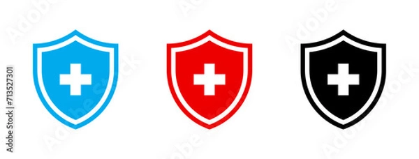 Fototapeta Shield with cross icon set