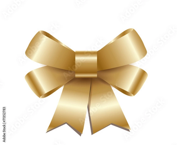 Obraz Golden bow isolated on white background