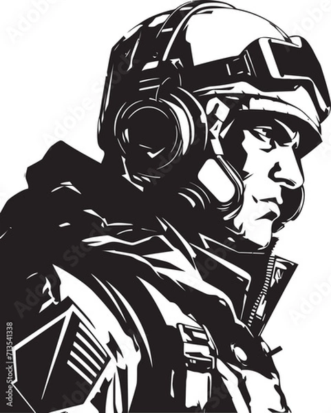 Fototapeta Neural Nexus Electric Warlord Soldier Vector Cyber Commando Quantum Quasar Emblem