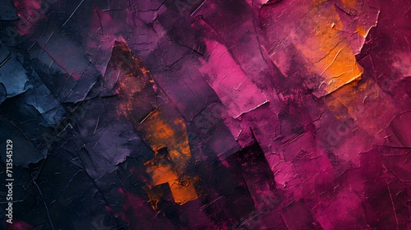 Obraz Abstract Painting in Purple and Orange Colors