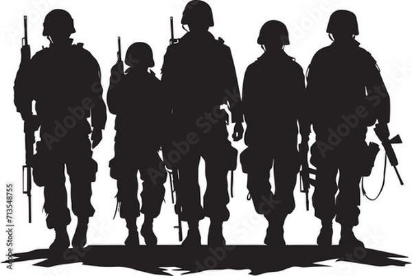 Obraz Tactical Triumph Vector Logo of Soldiers Squad Symmetry Military Team Icon