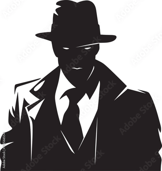 Fototapeta Classy Capo Insignia Mafia Logo Design Crime Boss Attire Suit and Hat Emblem