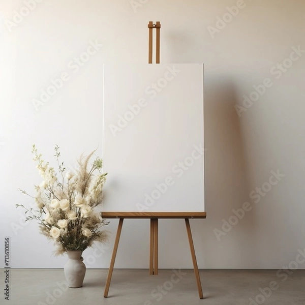 Fototapeta easel with blank canvas