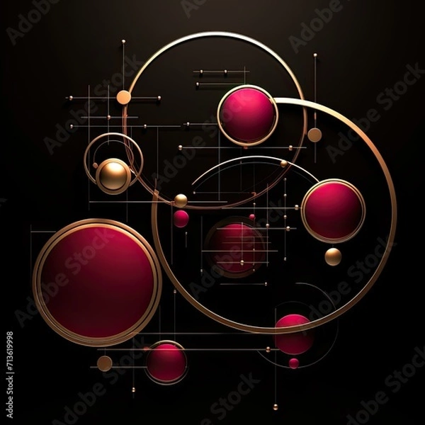 Fototapeta A charming sculpture of circular logic in red, gold and black