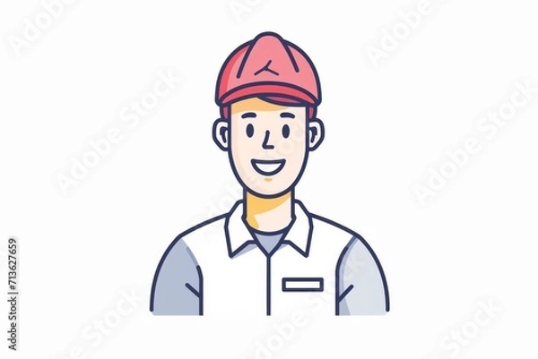 Obraz A whimsical cartoon of a man with a red hat, his face full of lively expression and drawn with expert detail, his attire and sketch-like appearance adding to the charm and playfulness of the overall 