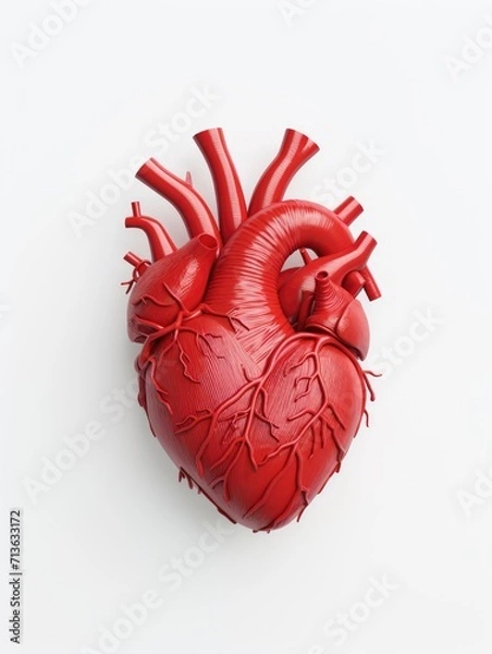 Obraz heart, 3D render, isolated white background - generative ai