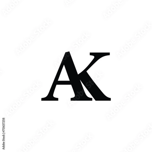 Fototapeta AK Letter Logo Design Template Vector. AK logo design template vector illustration. Modern letter AK logo design vector for business company