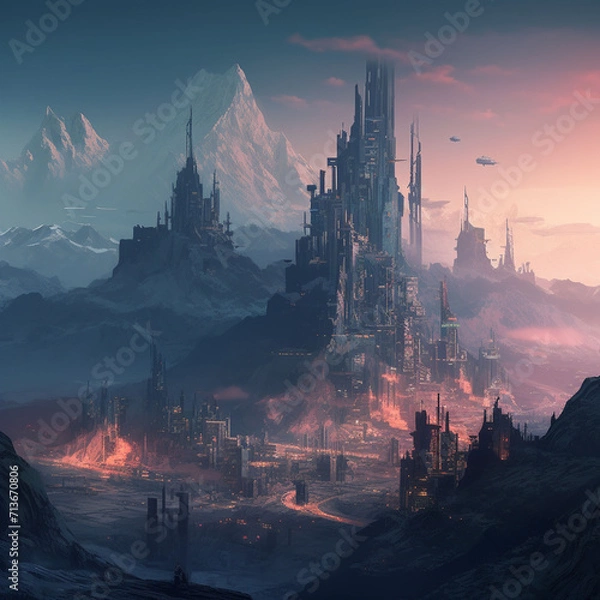 Fototapeta cyberpunk mountains2