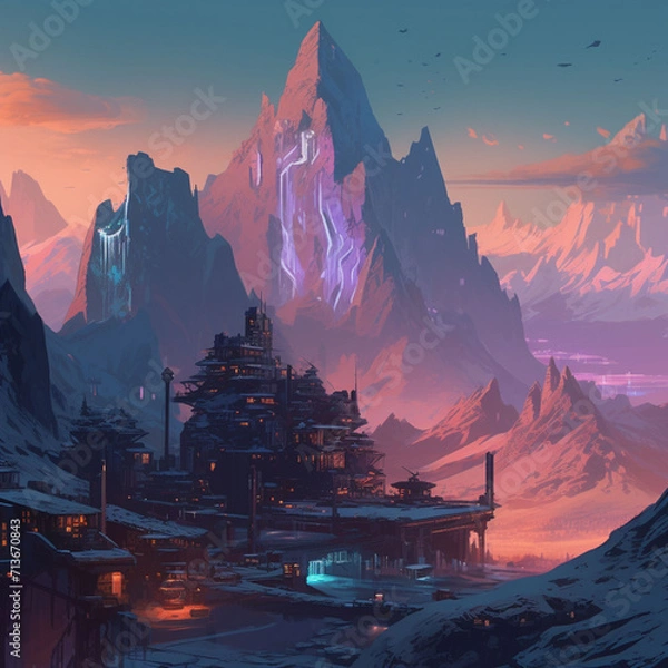 Obraz cyberpunk mountains7