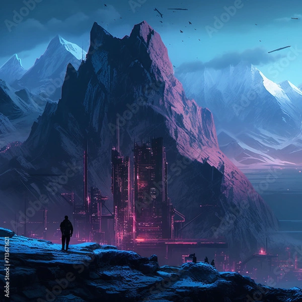 Obraz cyberpunk mountains22