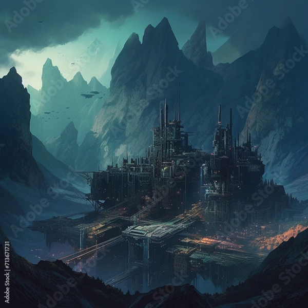 Obraz cyberpunk mountains24