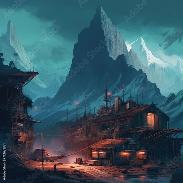 Obraz cyberpunk mountains30