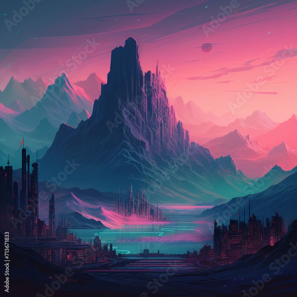 Obraz cyberpunk mountains28