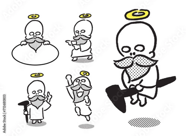 Obraz 頭に輪っかを乗せた髭を生やしたかわいい神様