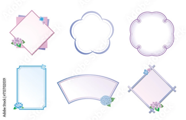 Obraz 紫陽花のフレーム　和風