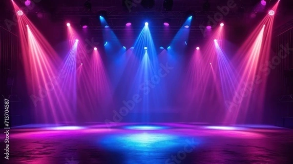 Obraz 3D empty stage with heavy spotlights. Use as montage for product display