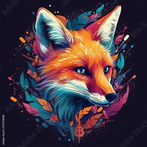 Obraz colorful fox llustration5